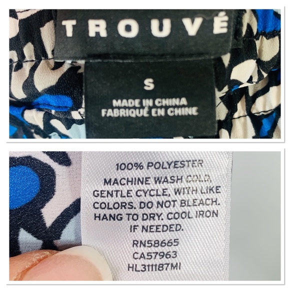 Trouve Blue Geometric Print Ankle Crop Pants Small - Picture 7 of 8